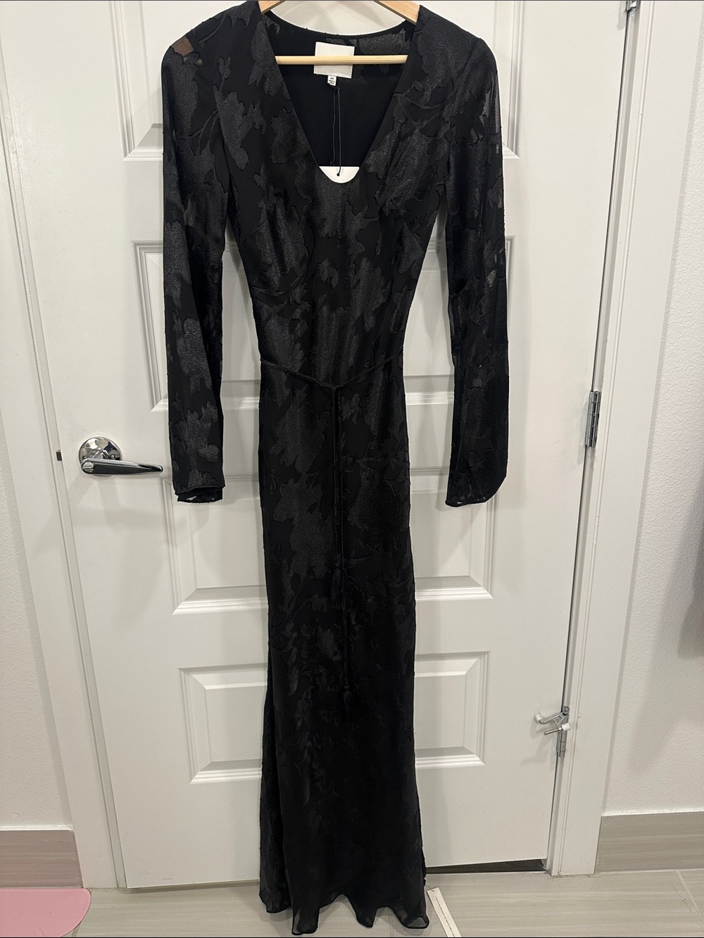 Reformation Vivia Dress Size XS | Black Long-Sleeve V-Neck Maxi Dress